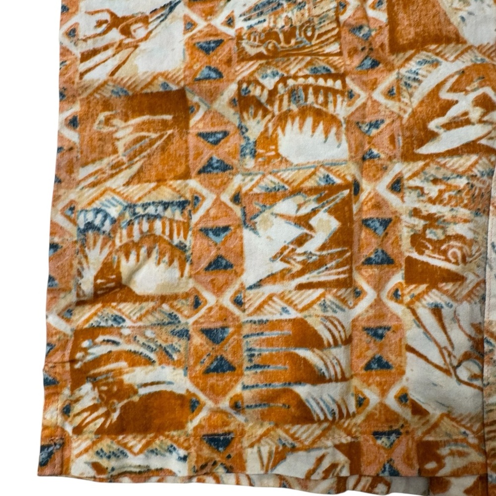 Kahala | Hawaiian Tropical Kids' Orange Patterned Button Down Shirt Short Sleeve - Picture 3 of 5